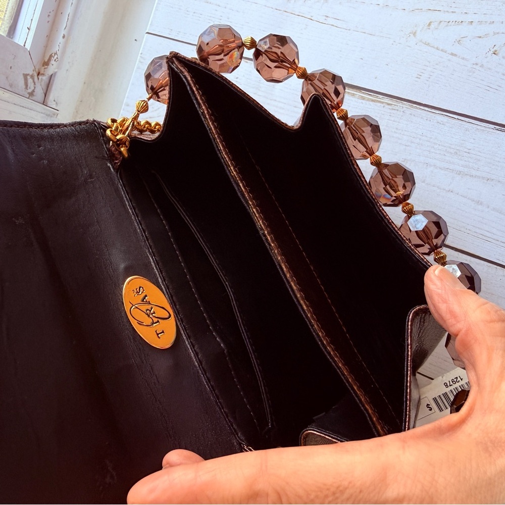 Tiras | Copper Colored Crossbody Bag with Beaded Handle - Picture 5 of 10